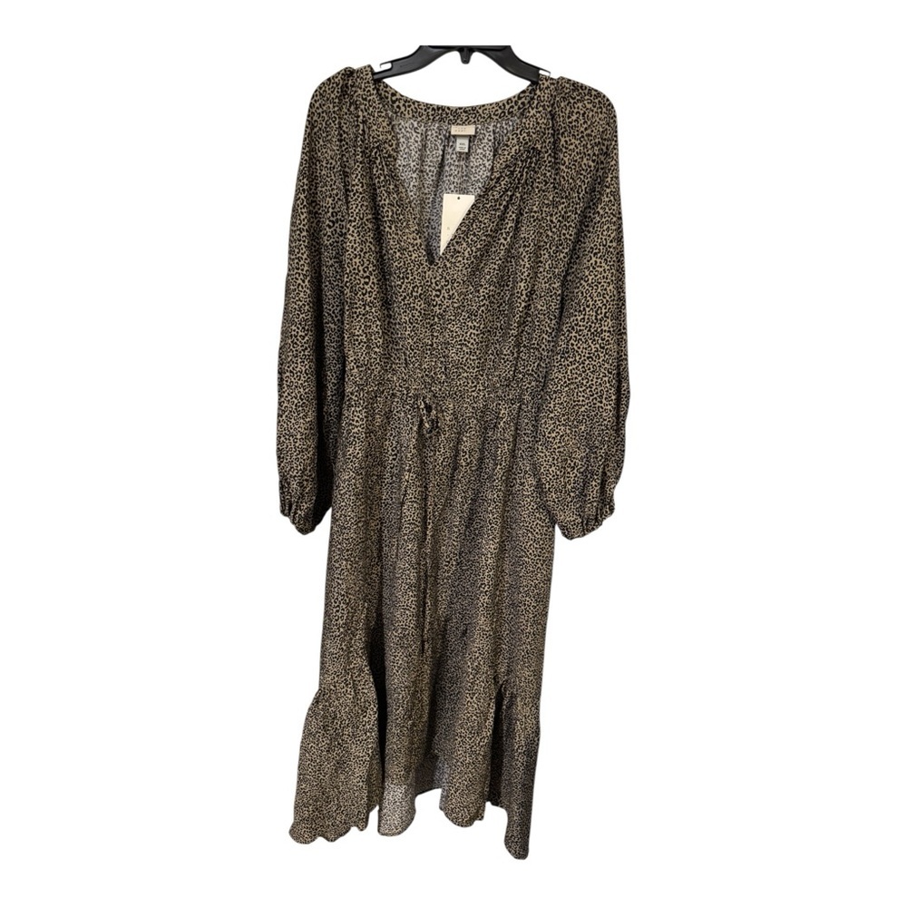 A New Day Leopard Print Balloon Sleeve Tiered Midi Dress XXL NWT - Picture 3 of 6